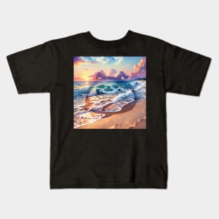 Hidden Lazy Cat in Beach Ilustration Kids T-Shirt